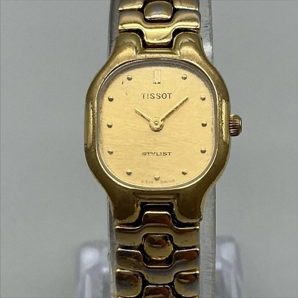 Vintage Tissot Stylist Womens Watch 19mm Gold Tone NOT RUNNING FOR PARTS 7.5